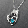 Dolphin Blue Crystal Silver Heart Necklace - Splashing Apparel
