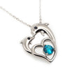 Dolphin Blue Crystal Silver Heart Necklace - Splashing Apparel
