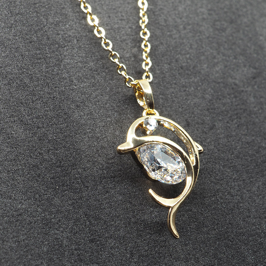 Crystal Silhouette Dolphin Gold Necklace