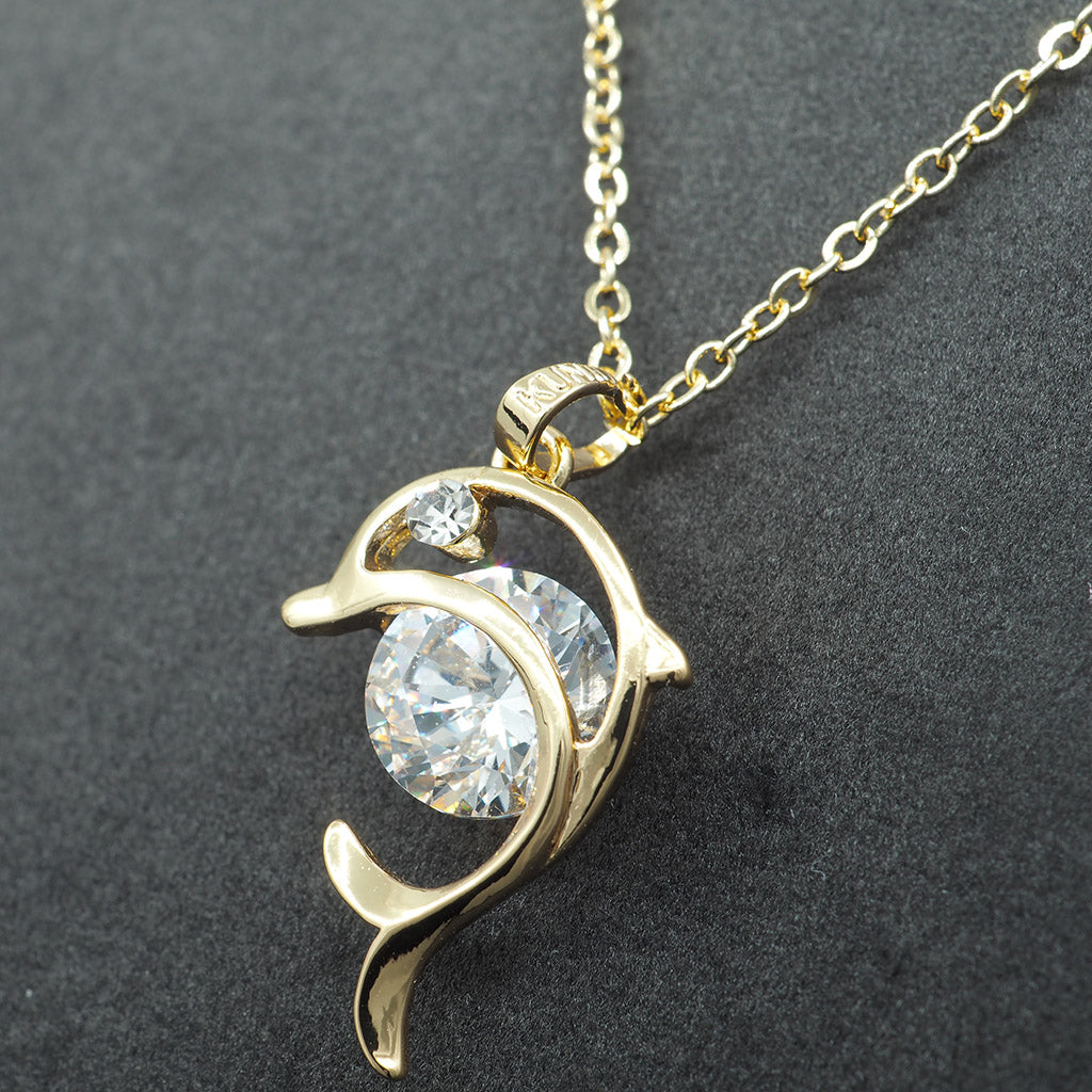 Crystal Silhouette Dolphin Gold Necklace
