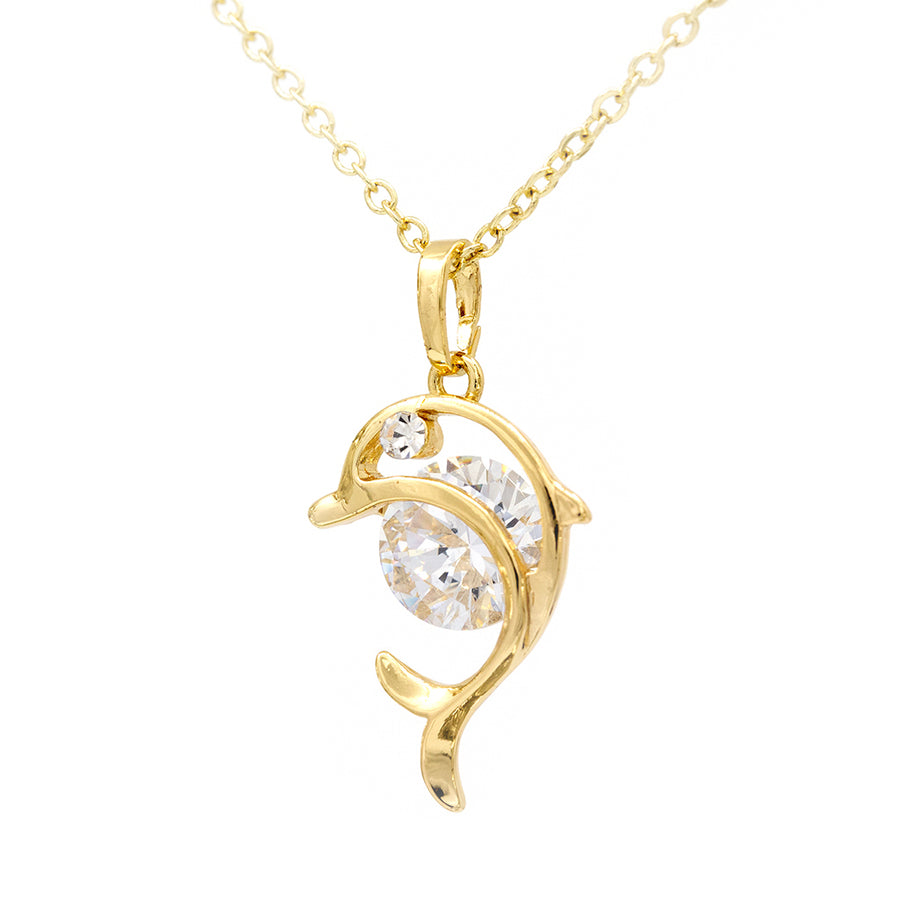 Crystal Silhouette Dolphin Gold Necklace
