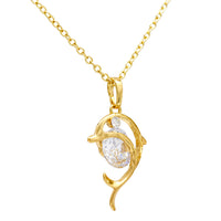 Crystal Silhouette Dolphin Gold Necklace