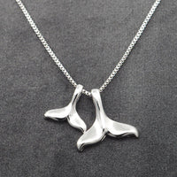 Double Whale Fluke Silver Necklace - Splashing Apparel