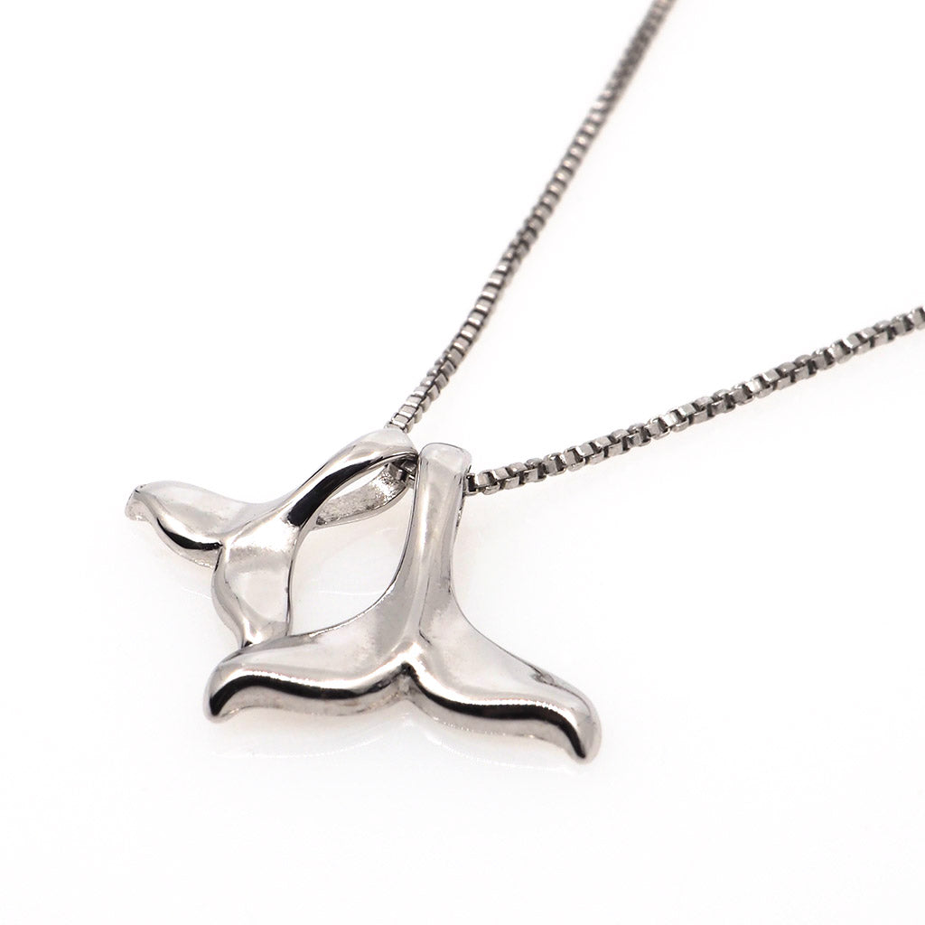 Double Whale Fluke Silver Necklace - Splashing Apparel