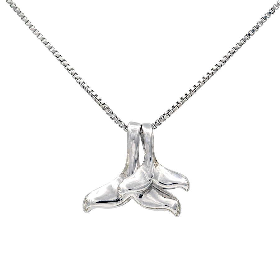Double Whale Fluke Silver Necklace - Splashing Apparel