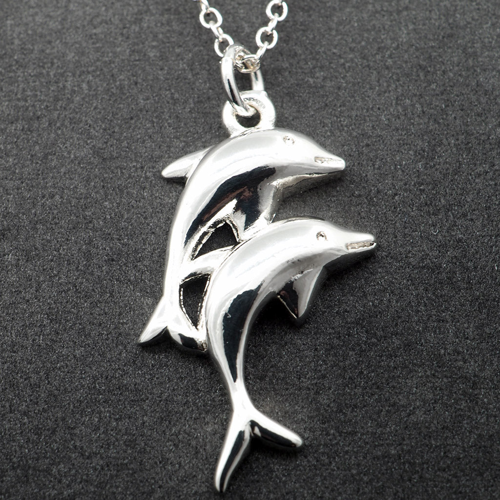 Brilliant Shine Dolphin Silver Necklace - Splashing Apparel