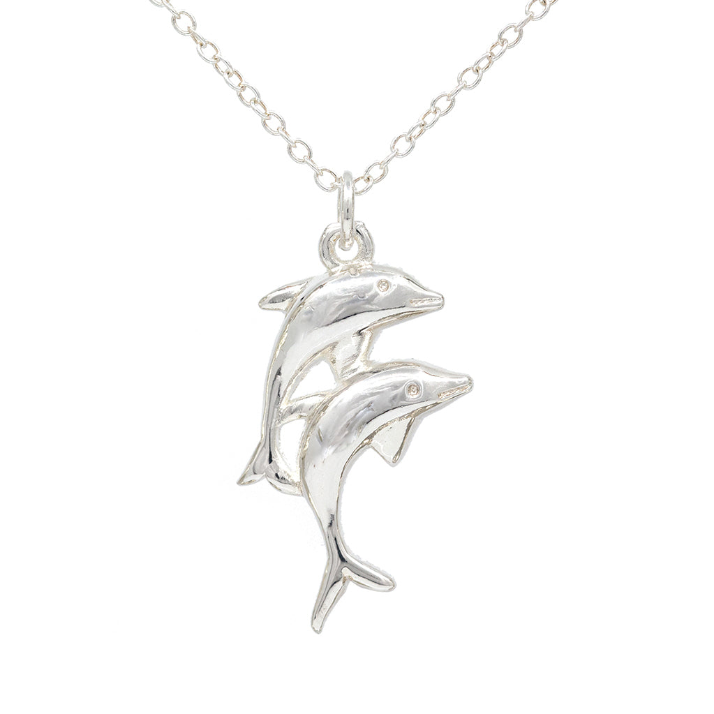 Brilliant Shine Dolphin Silver Necklace - Splashing Apparel
