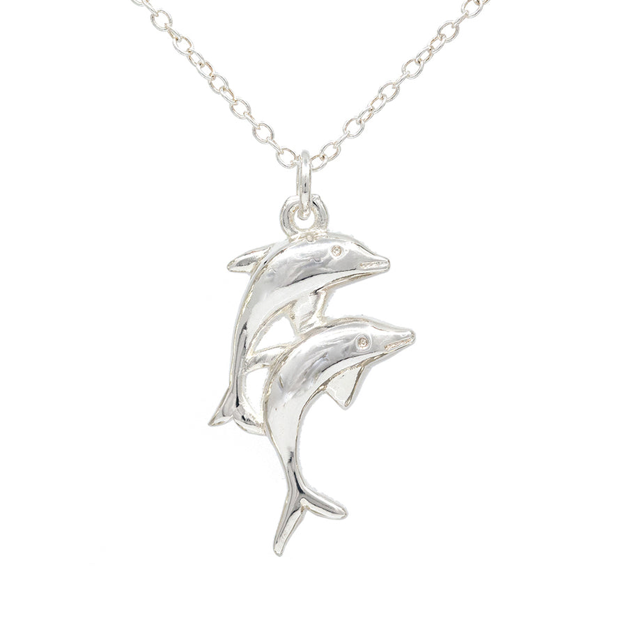 Brilliant Shine Dolphin Silver Necklace - Splashing Apparel
