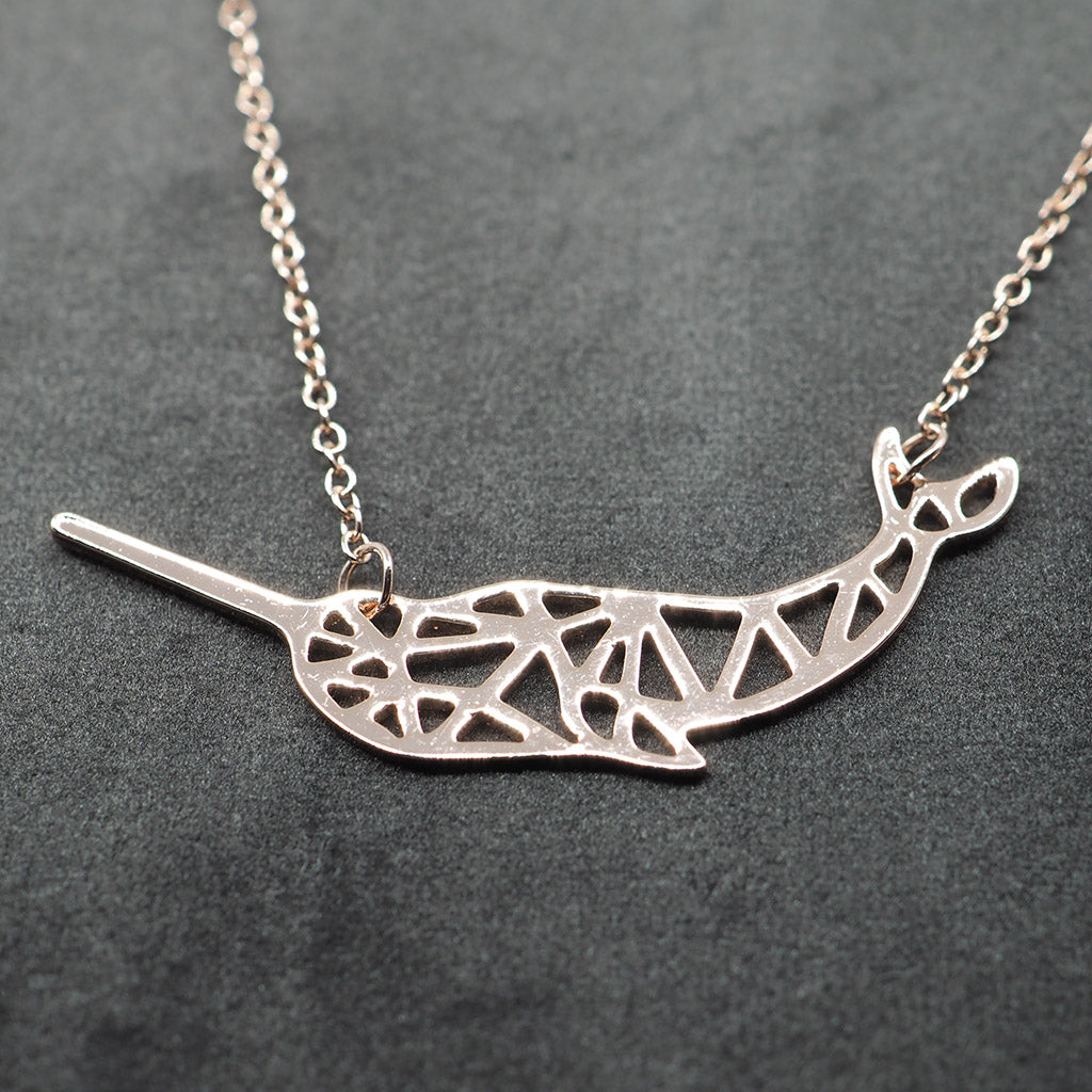 Geometric Narwhal Whale Necklace