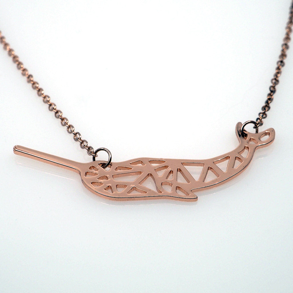 Geometric Narwhal Whale Necklace