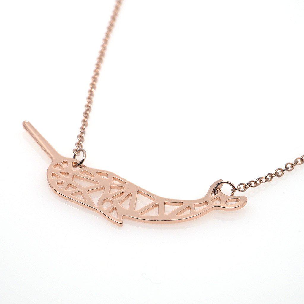 Geometric Narwhal Whale Necklace
