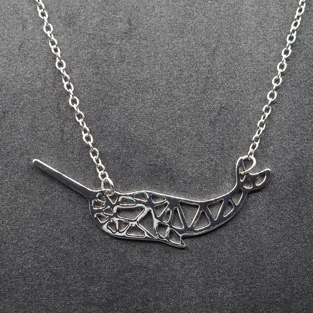 Geometric Narwhal Whale Necklace