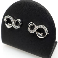 Infinity Dolphin Silver Crystal Stud Earrings - Splashing Apparel