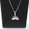 Modern Whale Fluke Silver Stud Earrings and Necklace