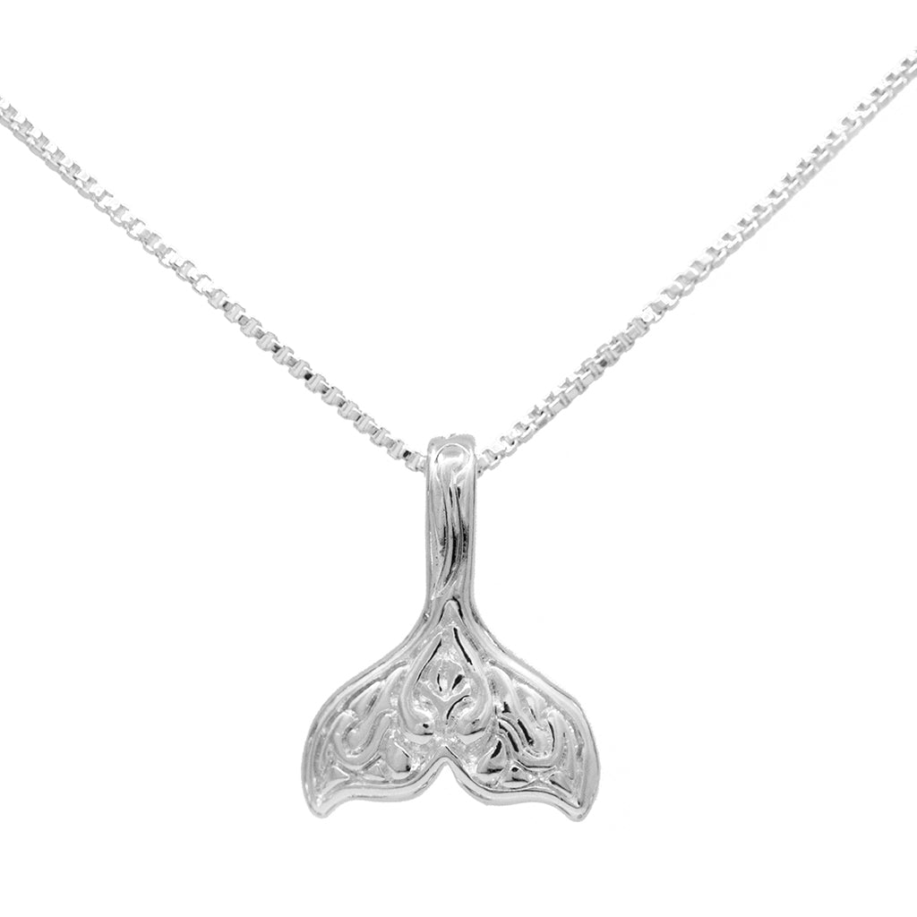 Modern Whale Fluke Silver Stud Earrings and Necklace