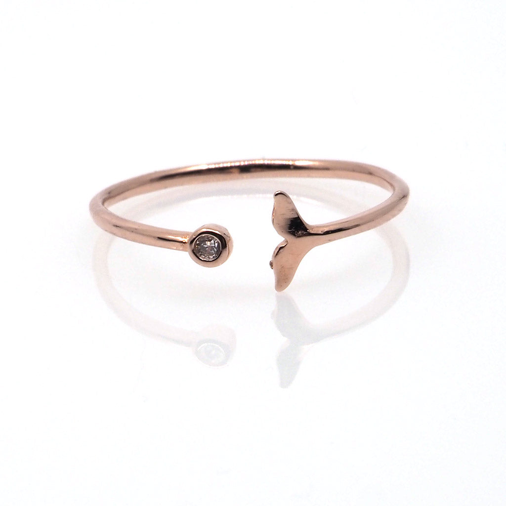 Delicate Modern Open Whale Fluke Ring - Splashing Apparel