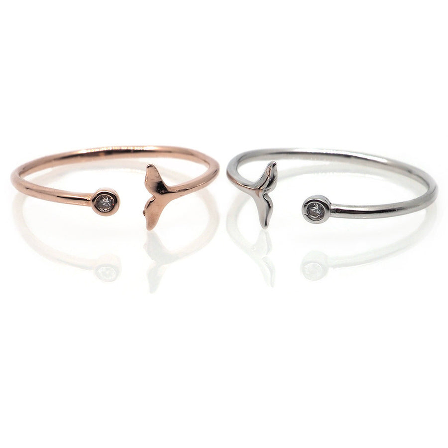 Delicate Modern Open Whale Fluke Ring - Splashing Apparel