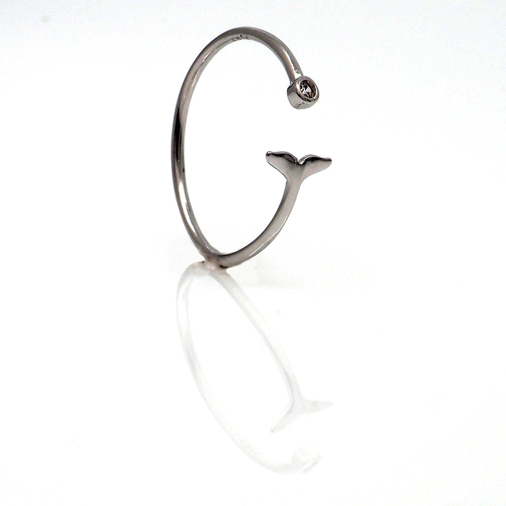 Delicate Modern Open Whale Fluke Ring - Splashing Apparel