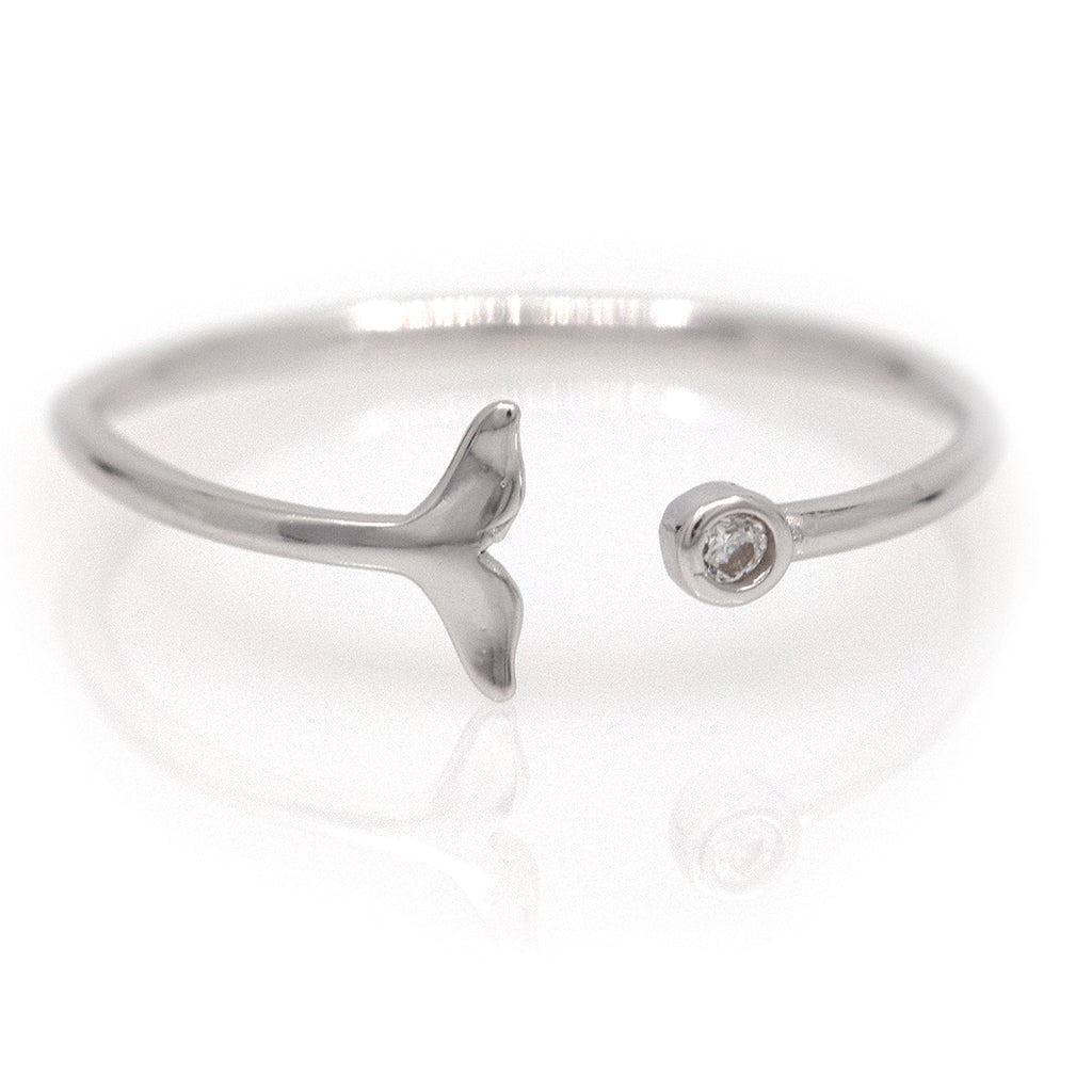 Delicate Modern Open Whale Fluke Ring - Splashing Apparel