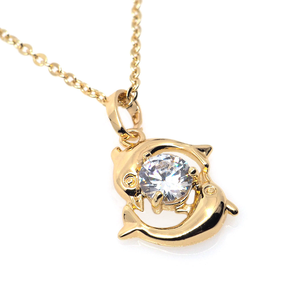 Sparkling Crystal Dolphin Necklace - Splashing Apparel
