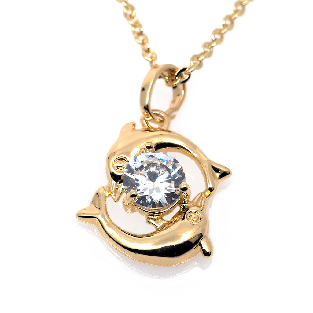 Sparkling Crystal Dolphin Necklace - Splashing Apparel