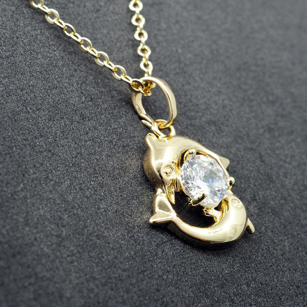Sparkling Crystal Dolphin Necklace - Splashing Apparel