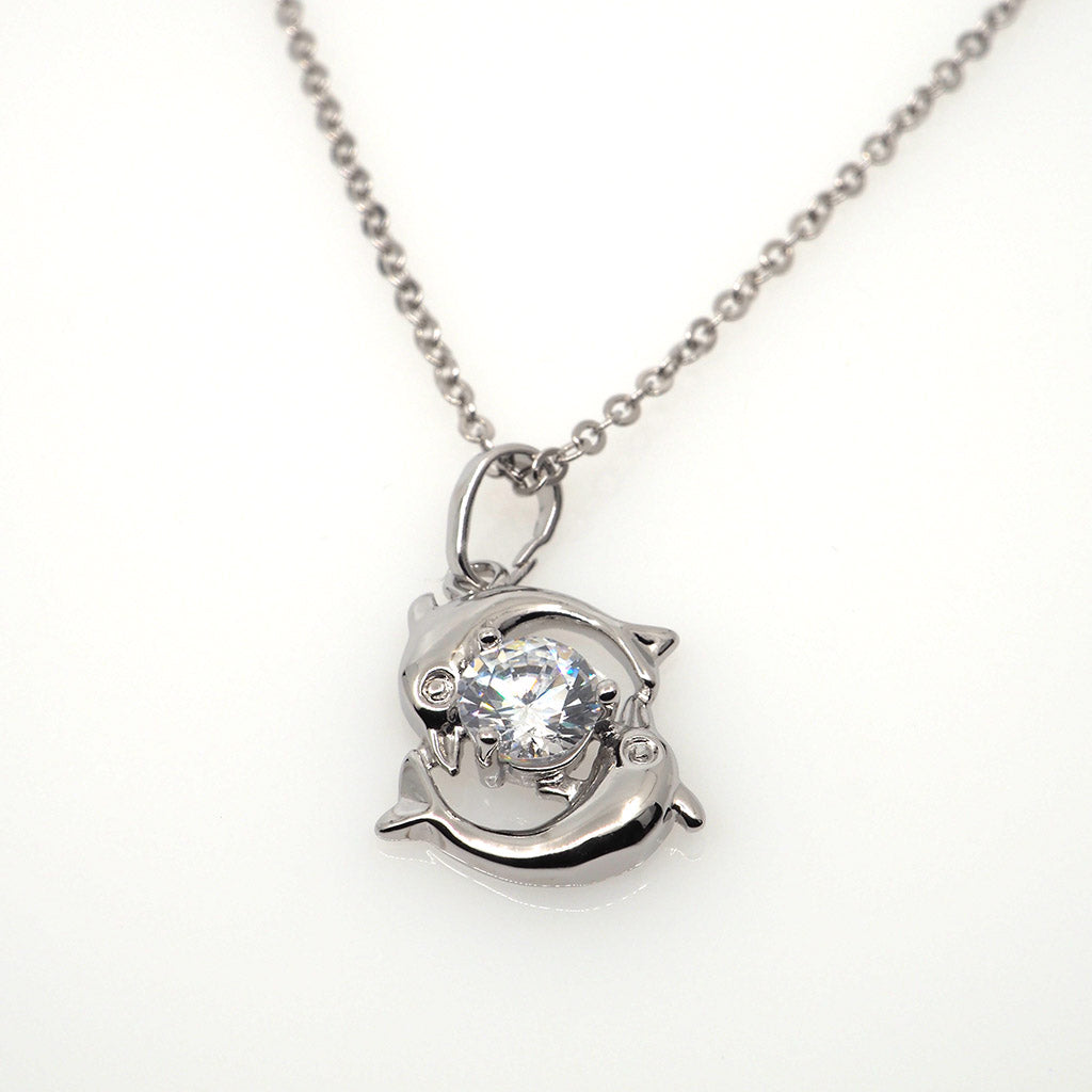 Sparkling Crystal Dolphin Necklace - Splashing Apparel