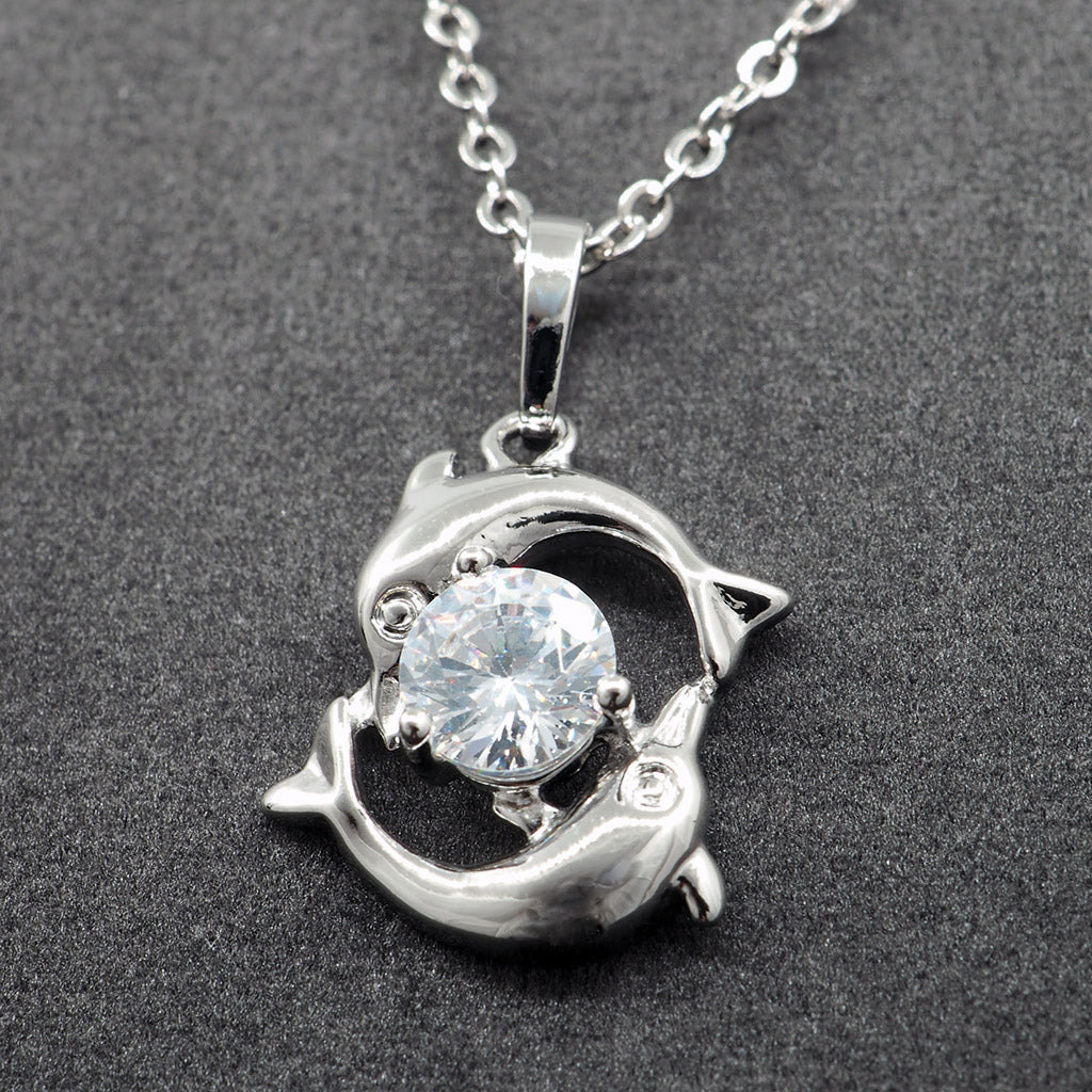 Sparkling Crystal Dolphin Necklace - Splashing Apparel