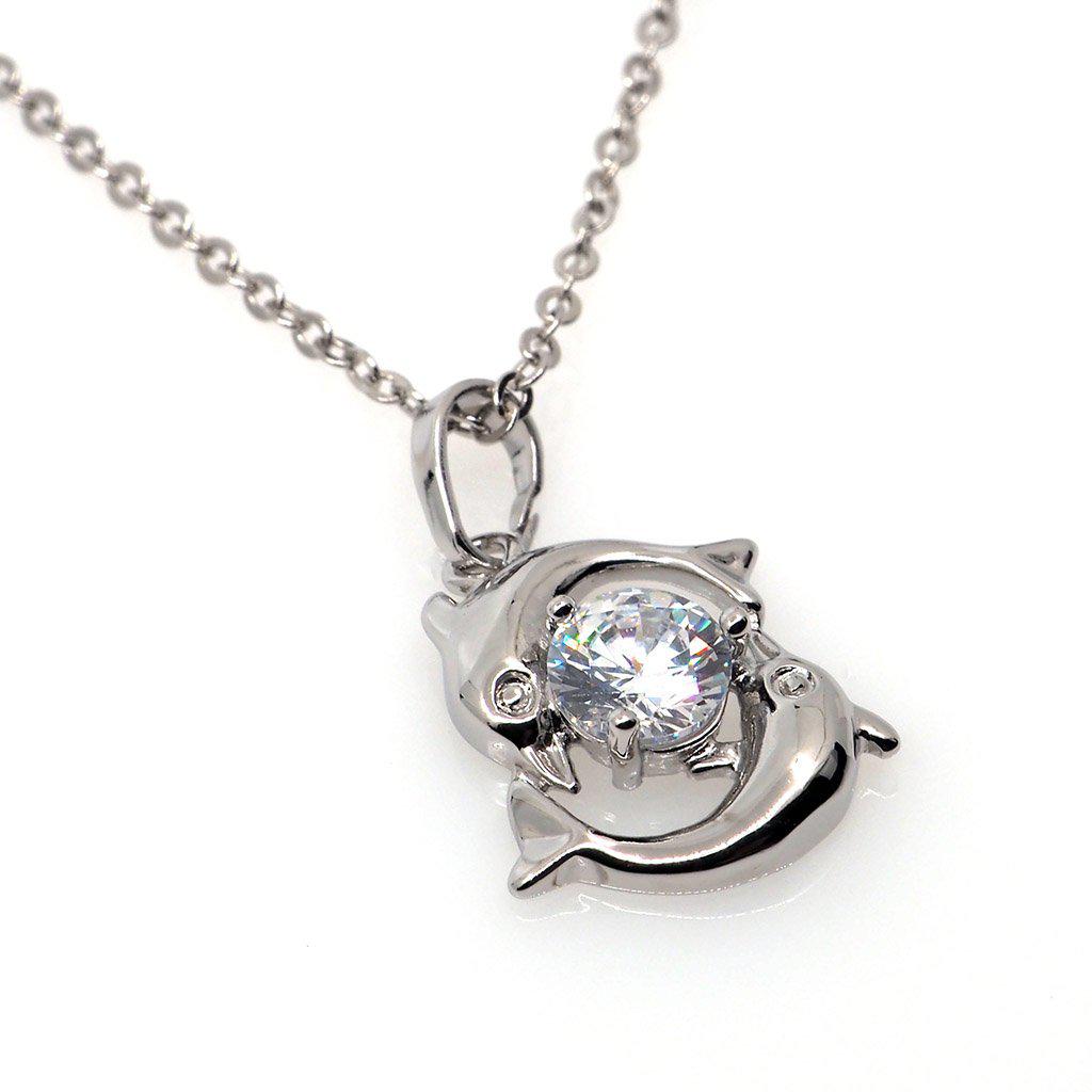 Sparkling Crystal Dolphin Necklace - Splashing Apparel