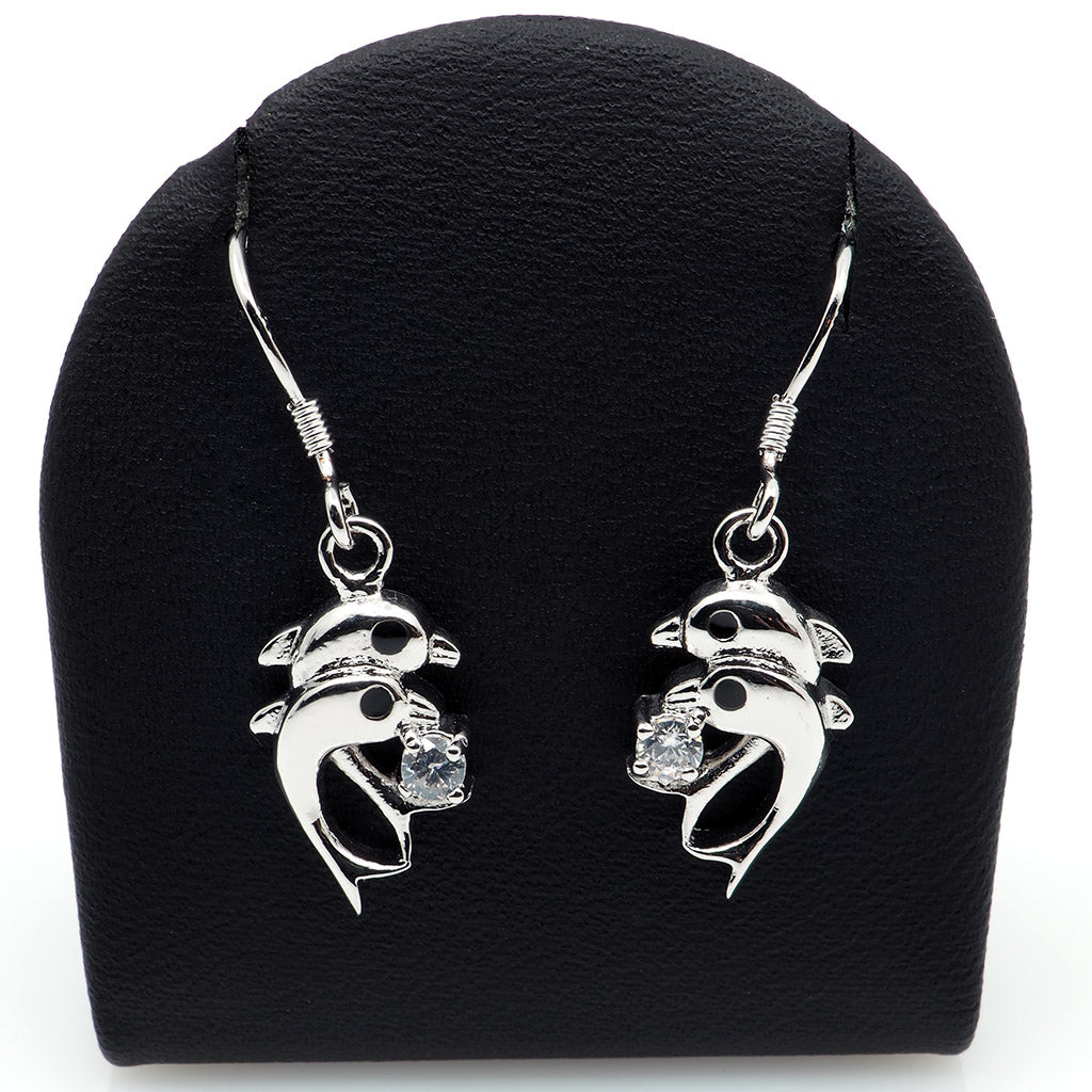 Dolphin Lovers Silver Crystal Necklace and Earrings Set
