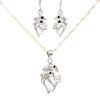 Dolphin Lovers Silver Crystal Necklace and Earrings Set