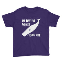 My Love for Whales Runs Deep Kids Shirt - Splashing Apparel