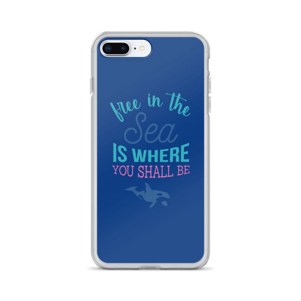 Free in the Sea iPhone Case Dark Blue - Splashing Apparel