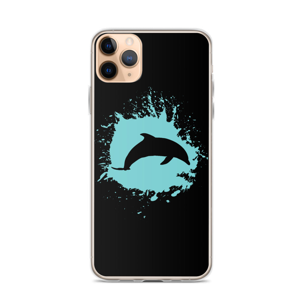 Dolphin Splash iPhone Case Black - Splashing Apparel