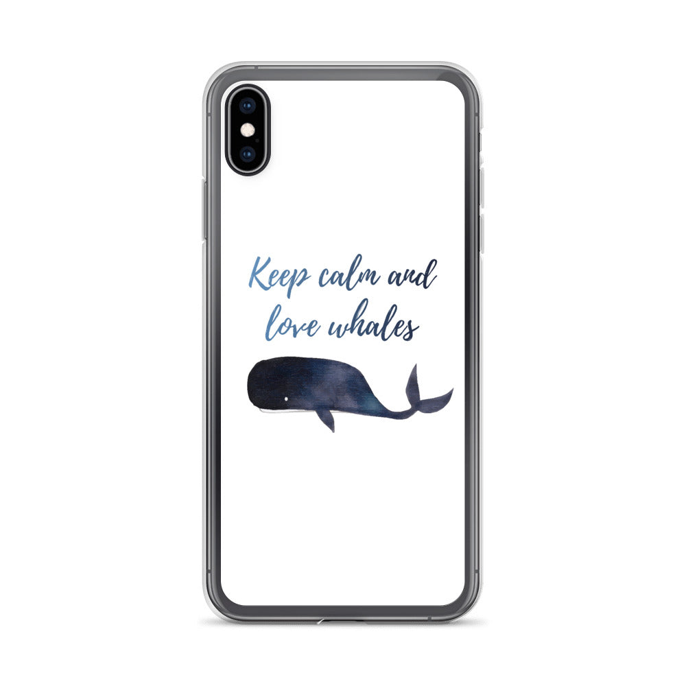 Keep Calm and Love Whales iPhone Case White - Splashing Apparel