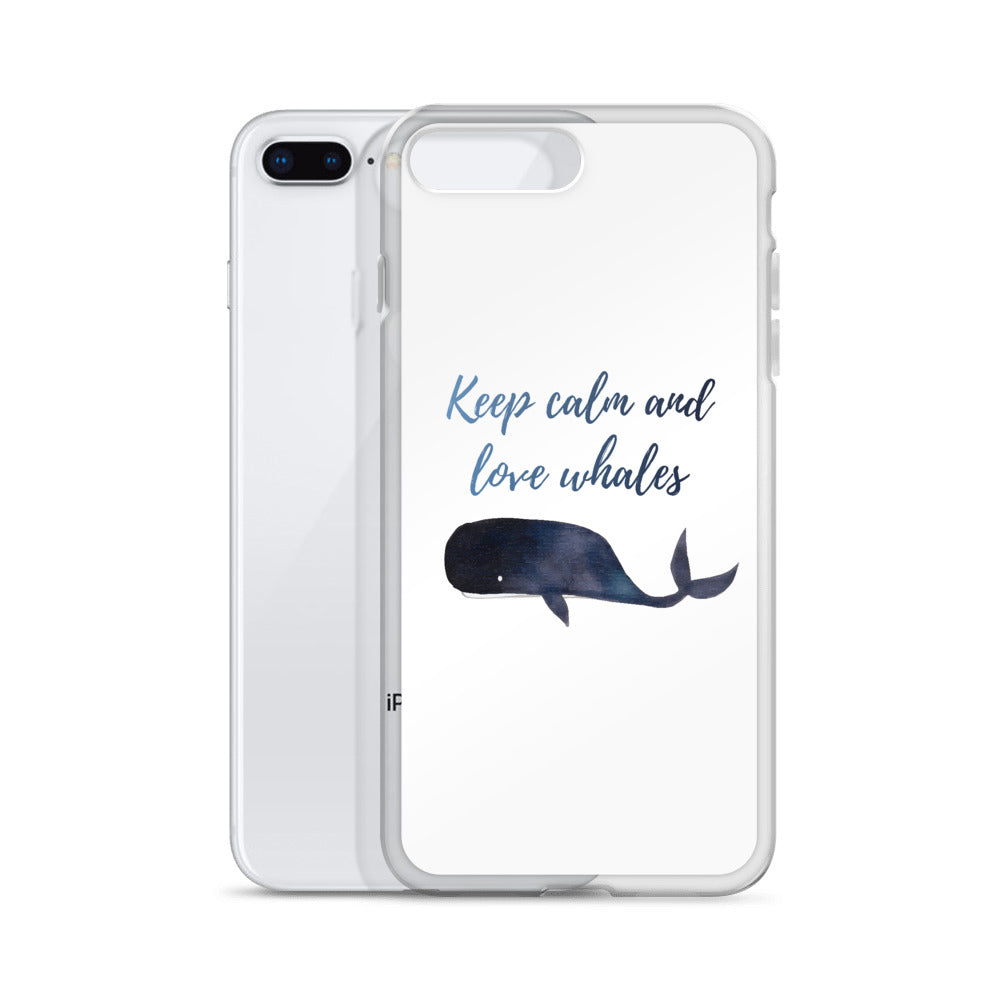 Keep Calm and Love Whales iPhone Case White - Splashing Apparel