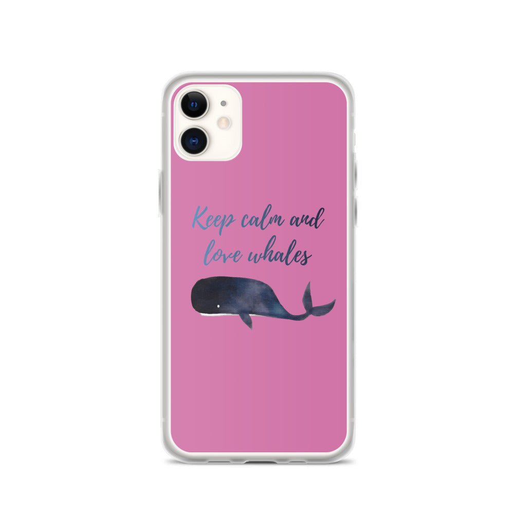 Keep Calm and Love Whales iPhone Case Pink - Splashing Apparel