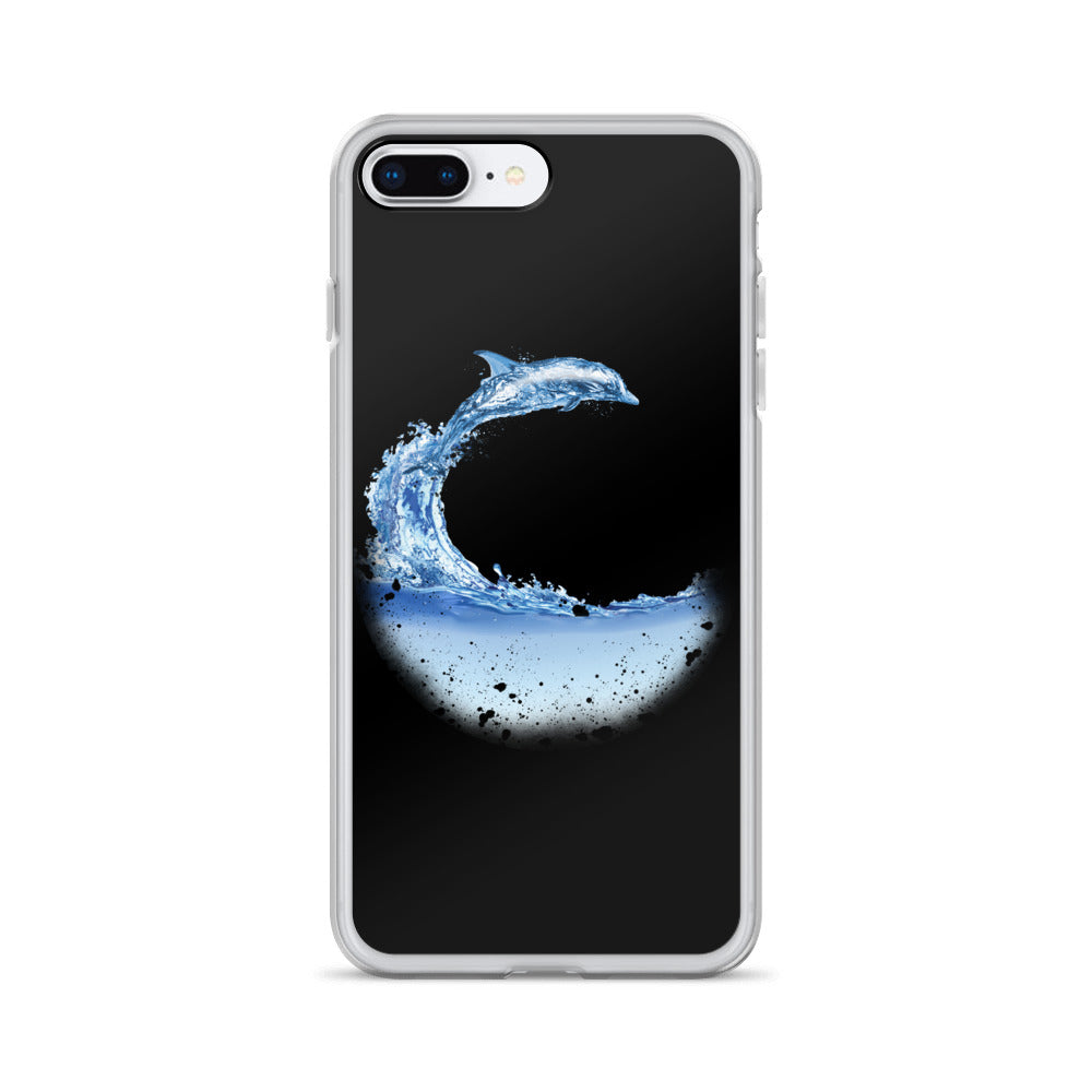 Aqua Dolphin iPhone Case Black - Splashing Apparel