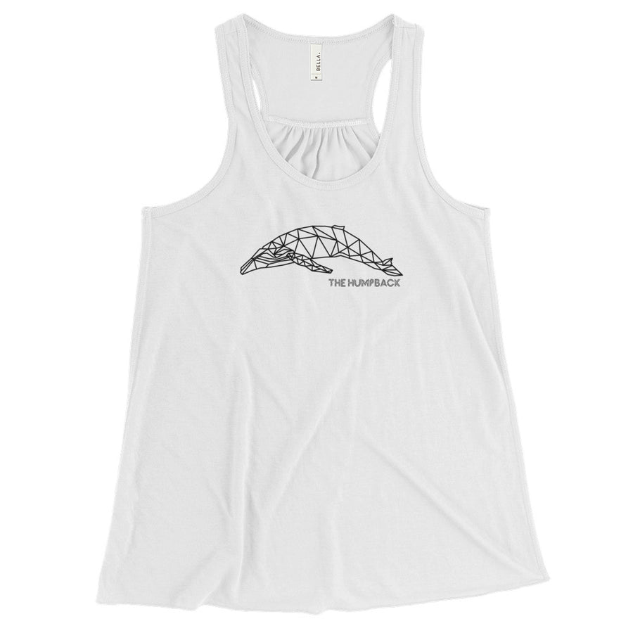 Geometric Humpback Whale Women's Flowy Racerback Tank - Splashing Apparel