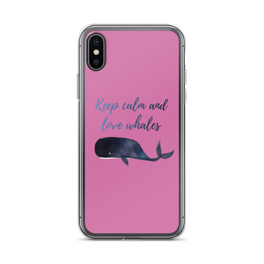 Keep Calm and Love Whales iPhone Case Pink - Splashing Apparel