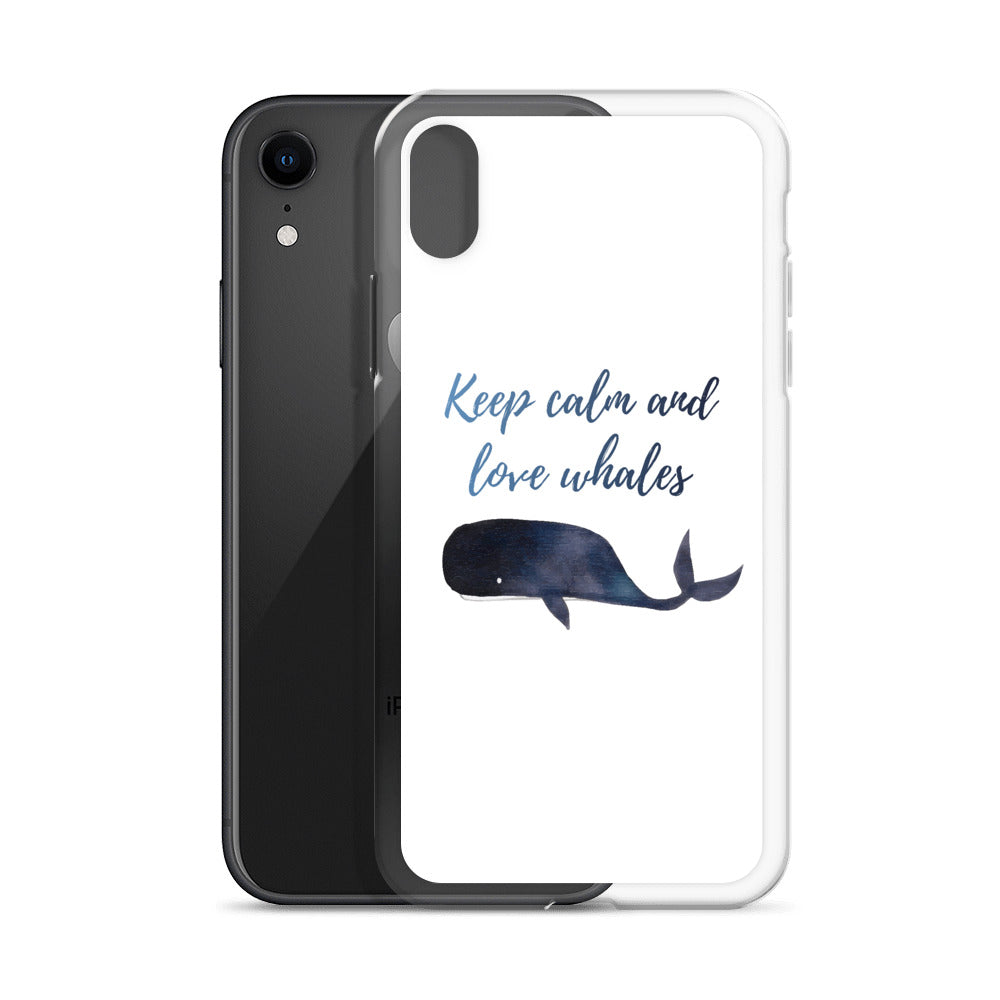 Keep Calm and Love Whales iPhone Case White - Splashing Apparel
