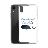 Keep Calm and Love Whales iPhone Case White - Splashing Apparel