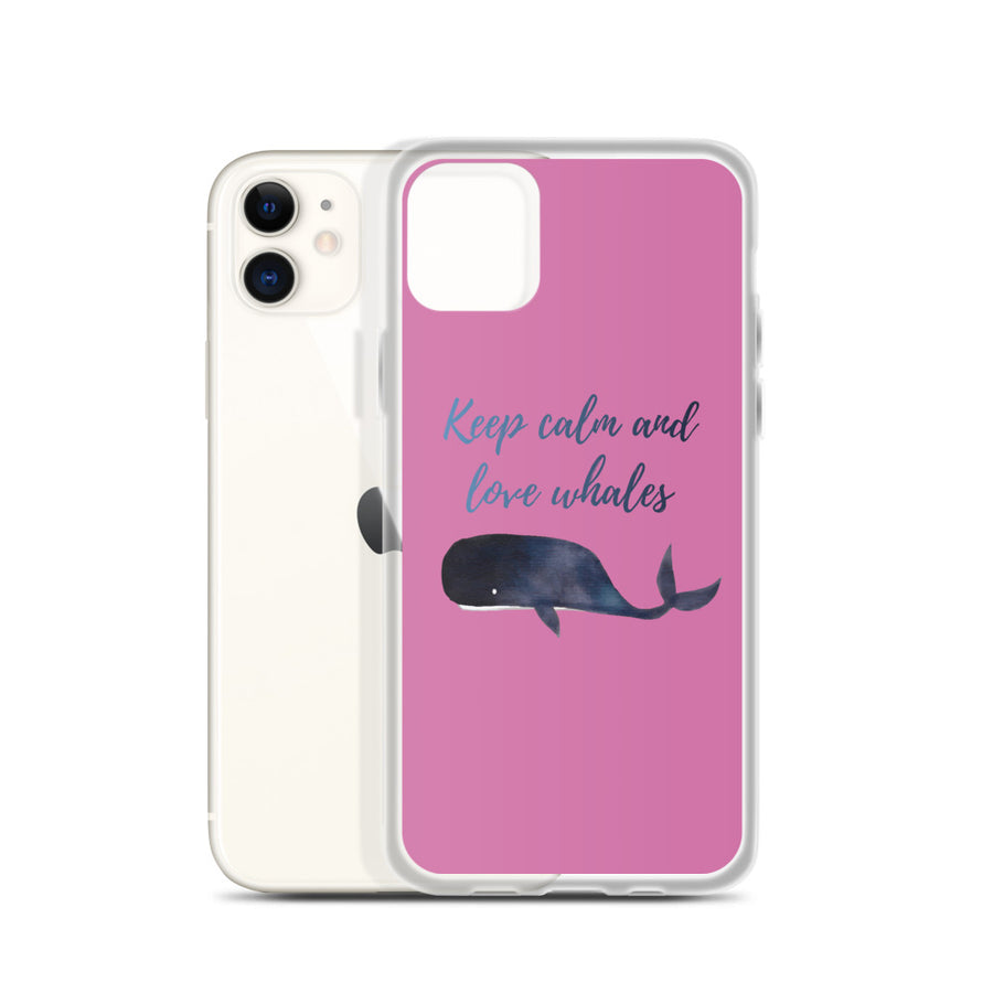 Keep Calm and Love Whales iPhone Case Pink - Splashing Apparel
