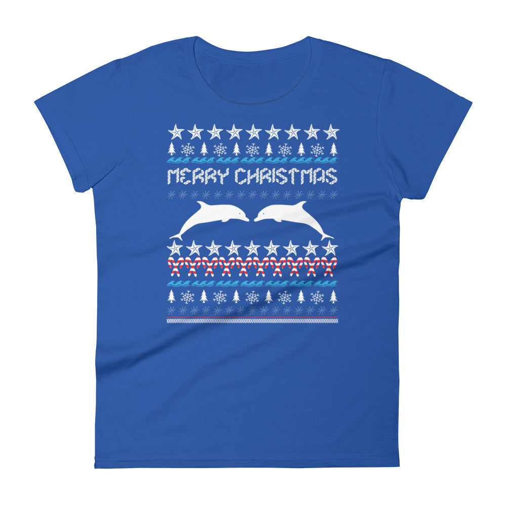 Christmas Dolphin Women's t-shirt - Splashing Apparel