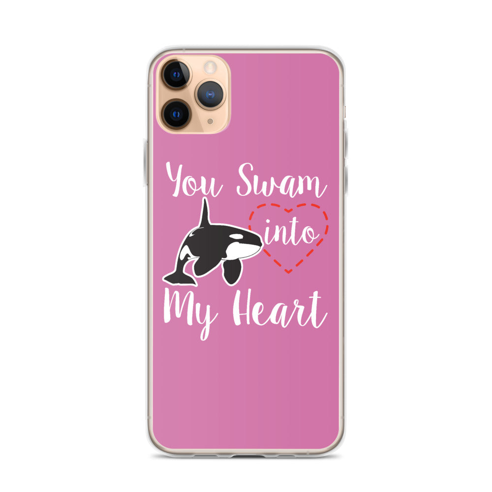 You Swam into My Heart iPhone Case Pink - Splashing Apparel