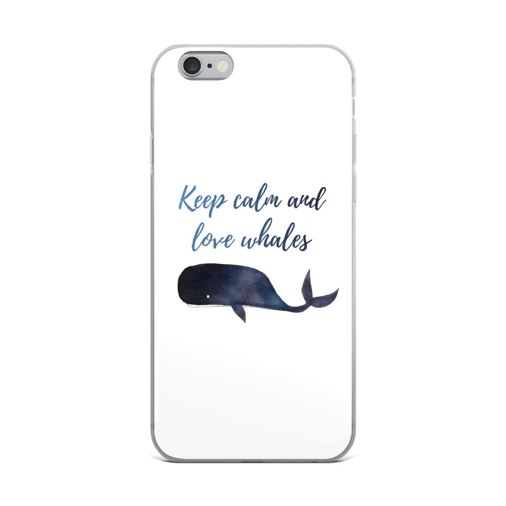 Keep Calm and Love Whales iPhone Case White - Splashing Apparel
