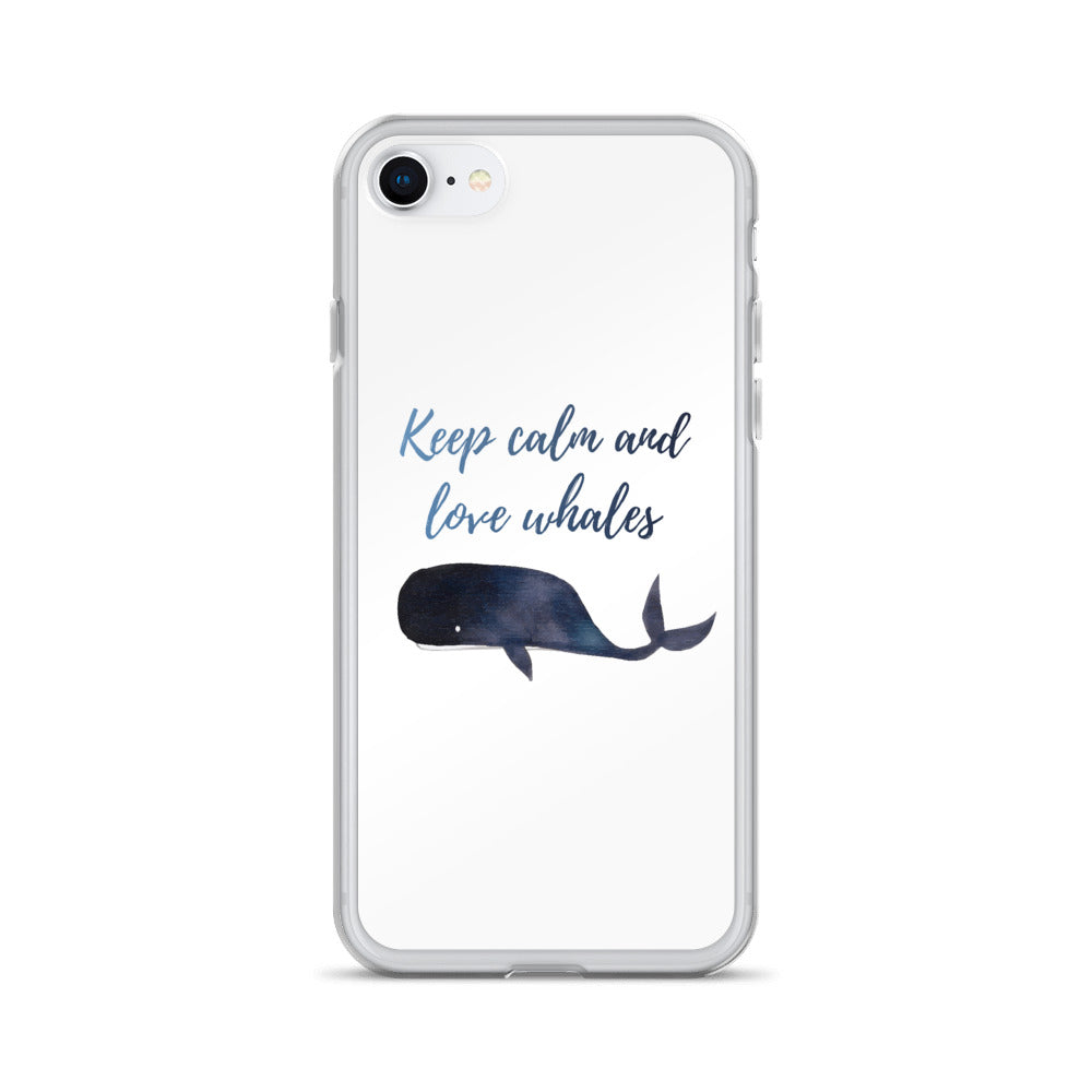 Keep Calm and Love Whales iPhone Case White - Splashing Apparel