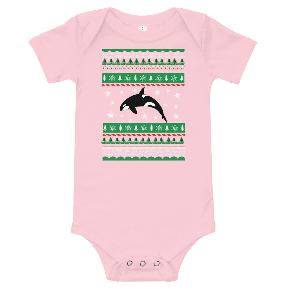 Festive Orca Baby Onesie - Splashing Apparel