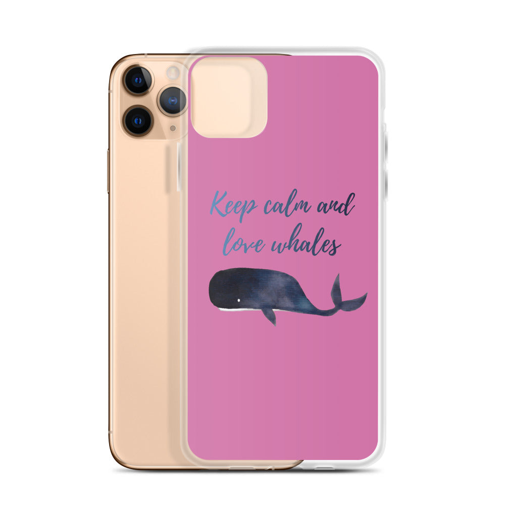 Keep Calm and Love Whales iPhone Case Pink - Splashing Apparel