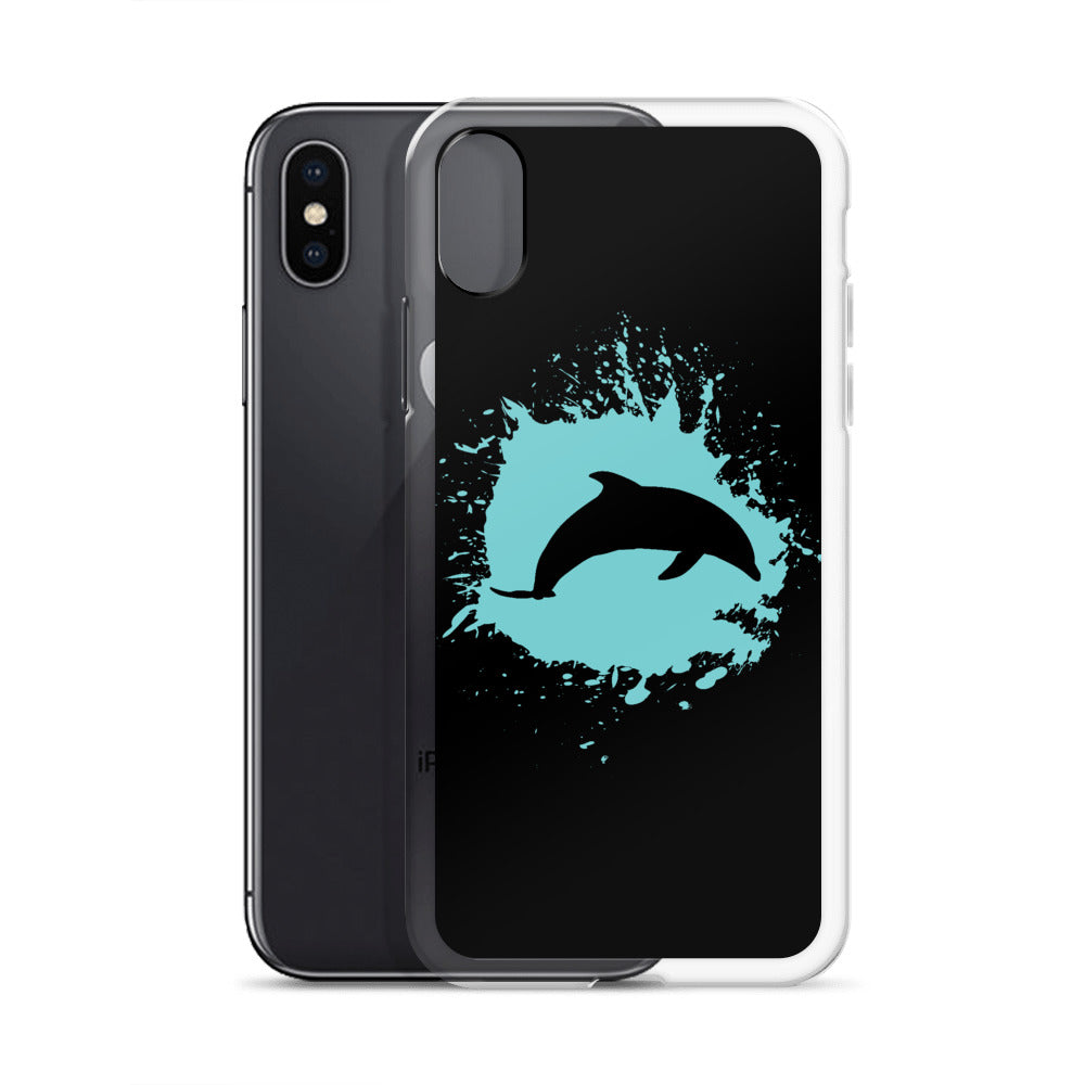 Dolphin Splash iPhone Case Black - Splashing Apparel